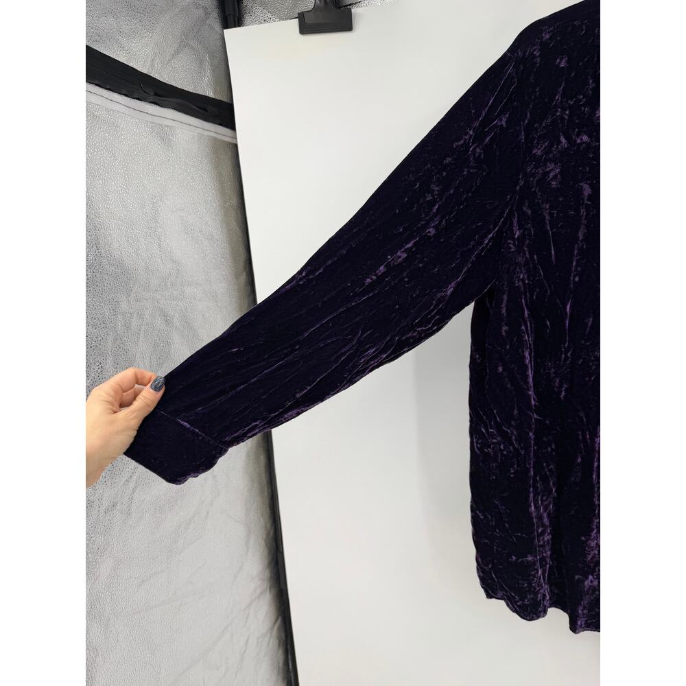 Soft Surroundings Womens Button Up Shirt Size XL Velvet Purple Long Sleeve Goth - Picture 5 of 9